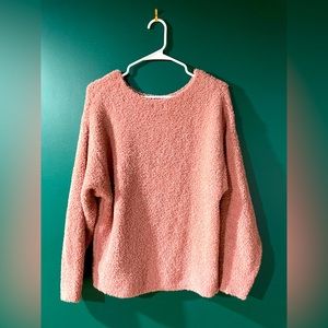 Stars Above Fuzzy Pastel Pink Sweater